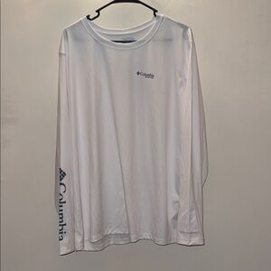 Columbia White Long-Sleeve Performance Top with Navy Logo